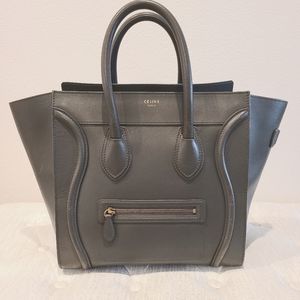 Celine Mini Luggage Leather Tote Bag in Grey